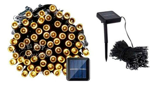 Luces Led Energia Solar X 100 Blancas Calidas 10mt Navidad