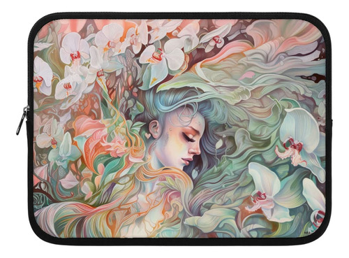 Funda Floral Para Tablet 10 13  Ilustracion Femenina Impresa