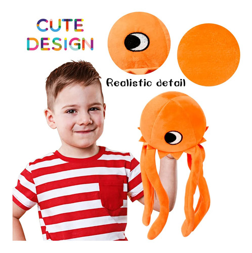 Peluche Con 2 Pulpos De Un Solo Ojo, Naranja, 25 Cm