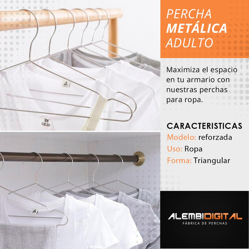 Pack X 50 Perchas Slim Metal Inox Reforzada Cromada Premium