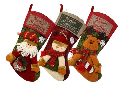 Set Botas Navideñas Santa Hombre De Nieve Reno 3pcs