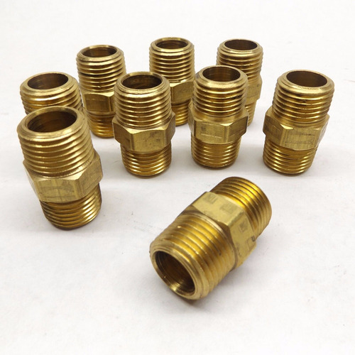 Lot Of 9 - Trayco So712034 1/2  X 1/2  Brass Hex Nipple Aam