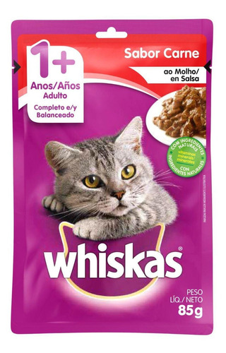 Whiskas Alimento Húmedo Para Gato Adulto Carne Sobre 85 G