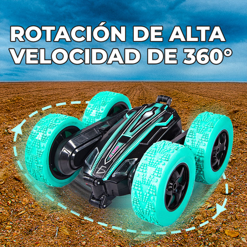 Carro Juguete Control Remoto De Acrobacias 360° Y Doble Lado Color Verde Ele-Gate JUG.C500