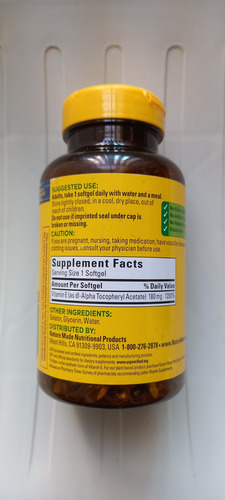 Nature Made Vitamina E 400 Iu (180mg) 300 Softgels Neutro