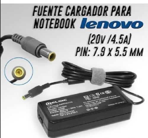 Cargador Notebook Lenovo 20v 4,5a 90w 7,9 X 5,5 Mm
