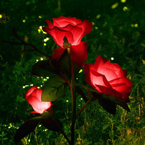 Luz Solar Jardin Led Color Cambiante Estaca 3 Rosa Para