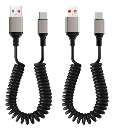 2 Uds Cable Cargador En Espiral Usb C Cable De Carga Rápida