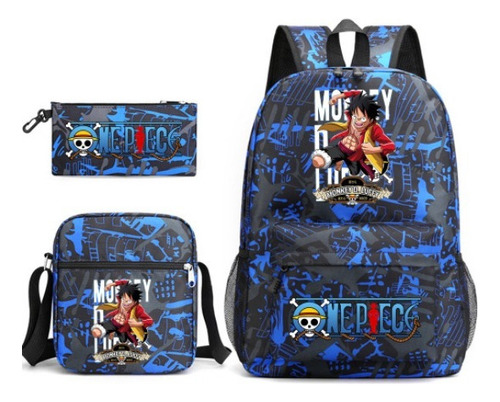 Mochila For Estudiantes Luffy, Estuche For Lápices, Juego De