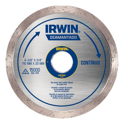 Disco Diamantado Liso Contínuo 110mm Iw13891 Irwin