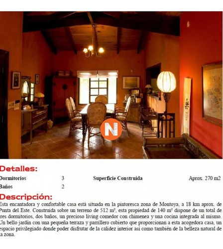 Casa En Venta, Montoya, La Barra, 3 Dormitorios.- Ref: 207974