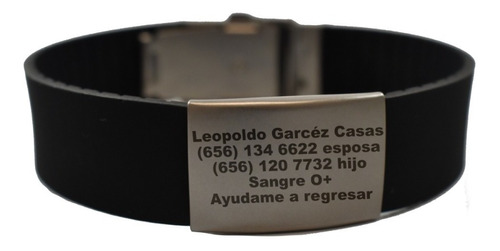 Pulsera De Identificación Personal Salud Deportes Negra