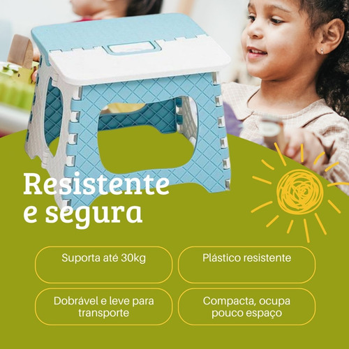 Banqueta Dobrável Infantil Portátil Leve 20cm Cor Sortida