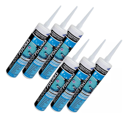Pack X 6 Sellador Fisuras Grietas Piscinas Pintable 400gr Liquitech