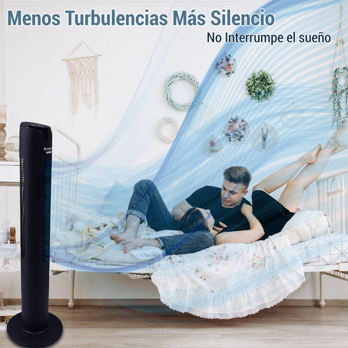 Ventilador Torre 3 Velocidades Con Control Remoto Elegante 1.168 M 127v 60hz 50w Negro