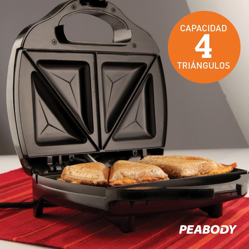 Imagen 5 de 9 de Sandwichera Eléctrica Antiadherente Peabody Pe-s6191