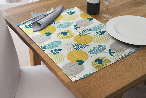 Kit 4 Jogo Americano Para Mesa Posta Com Folhas E Galhos