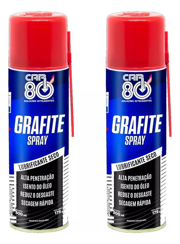 02x Grafite Spray Car 80 Lubrificante A Seco 300ml Uso Geral