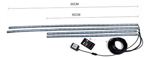 4pcs Rgb Led Control Inalámbrico Coche Luz De Neón Tira Tubo
