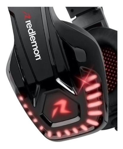 Imagen 3 de 3 de Audífonos gamer Redlemon G6000 negro y rojo con luz LED