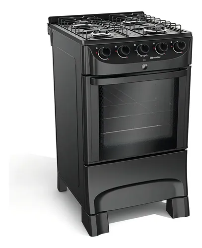 Fogão Mueller Preto Fosco 4 Bocas Mesa Esmaltada Mfi4bc