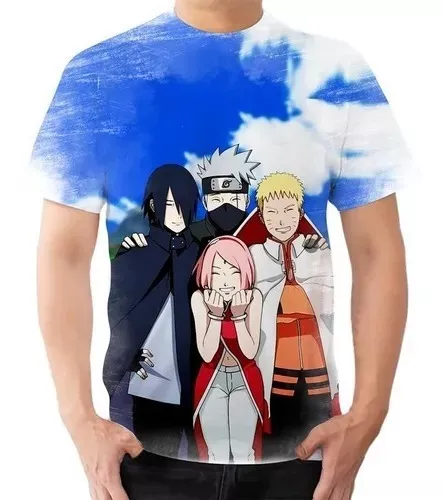 Camiseta masculina Sasuke azul, Naruto