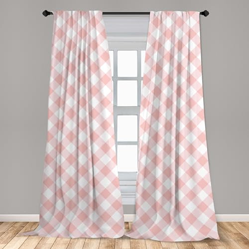 Cortinas De Ventana De Cuadros Rosas De Lunarable, Paquete D