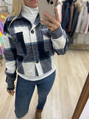 Imagen 2 de 7 de Camisaco Corto Chaqueta Saco Escoses Mujer The Big Shop