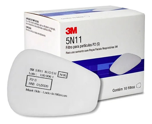 Filtro Mecânico P2 N95 5n11 3m Caixa Com 10 Unidades Tamanho U