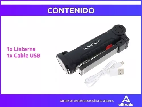 Linterna Led Recargable Usb Potente Imán Llavero Destapador Unidad Alitrade  Luz Blanca