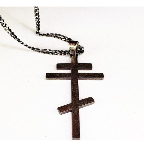 L Colar Com Pingente De Cruz Ortodoxa, Crucifixo Russo, Aço