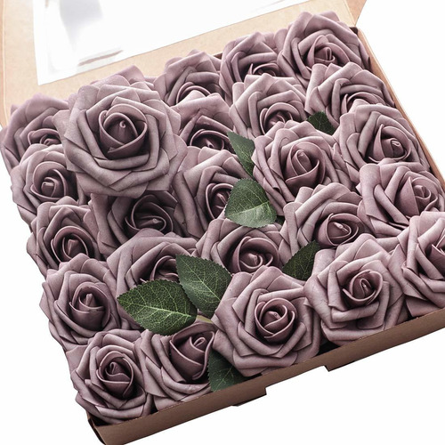 Floroom Flores Artificiales 25pcs Rosa Polvorienta De Aspect