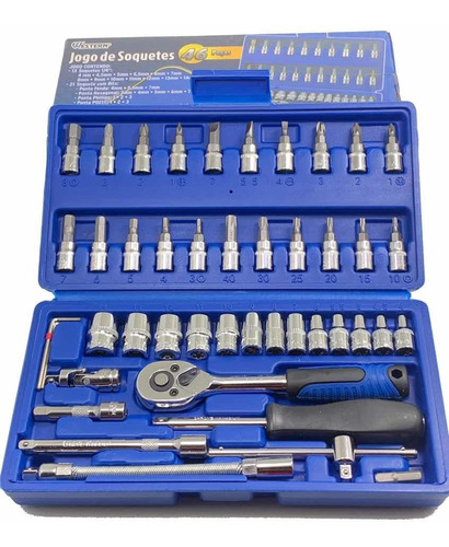 Jogo De Soquetes Torx ,fenda ,philips C/ Catraca 1/4  45pc