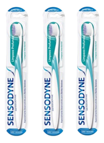 Escova Dente Extra Macia Limpeza Profunda Sensodyne Kit X3