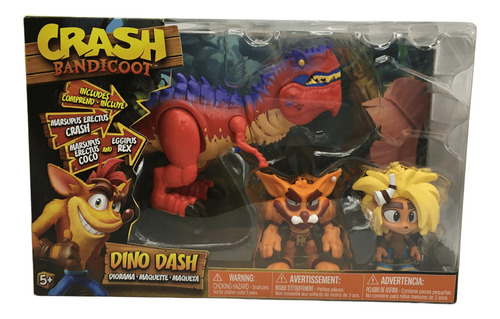 Headstart Crash Bandicoot Set Dino Dash Crash Y Coco Rex Naranja