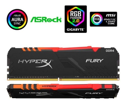 Imagen 5 de 5 de Memoria Ram Gamer Rgb 16gb Hyperx Fury Black Ddr4 3600 Mhz