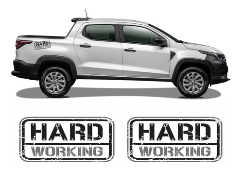 Adesivo Lateral Hard Working Fiat Strada 2023 Emblema Par