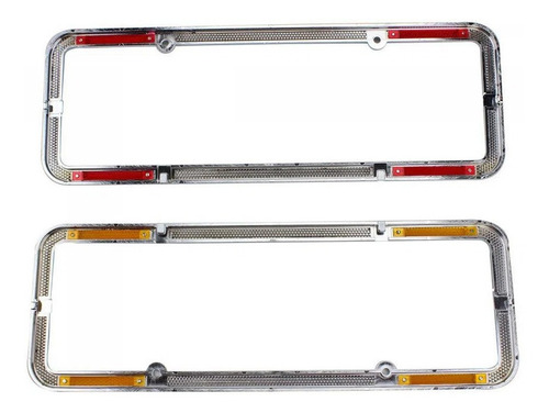 Suporte Moldura De Placa Cromado Com Refletor Para Carro Uni