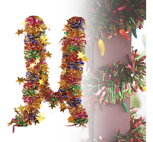Guirnalda De Oropel Navideño Con Estrellas, Guirnalda De