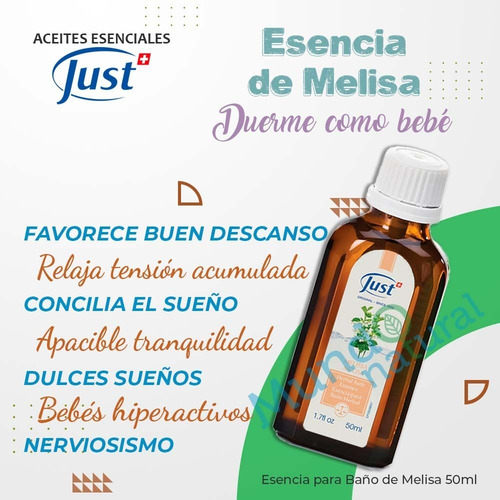 Imagen 2 de 7 de Aceite Esencial Para Baño De Melisa 50ml Swiss Just Original