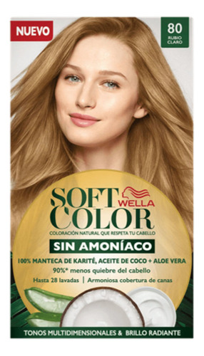 Kit Tintura Wella Professionals  Soft color Tinte de cabello tono 80 rubio claro para cabello