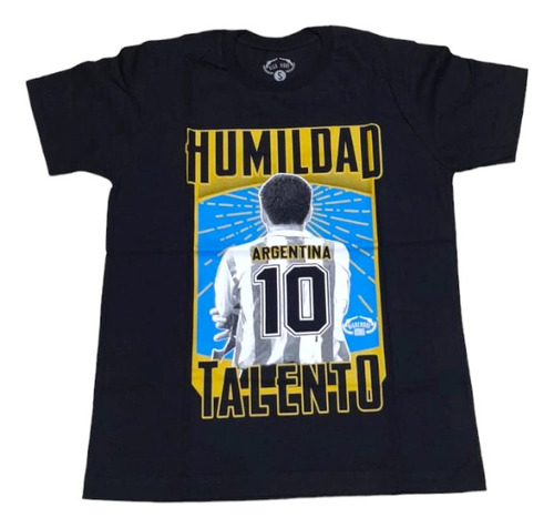 Remera Salida Sigschool Maradona Humildad Y Talento Negra