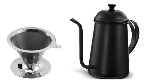 Kit Bule Bico Fino Preto, Buono Cafe Com Filtro Inox