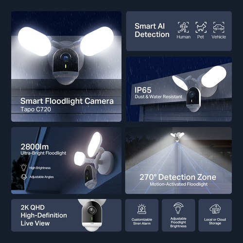 Tp-link Tapo C720 Cámara De Seguridad Wifi 2k Con Reflector
