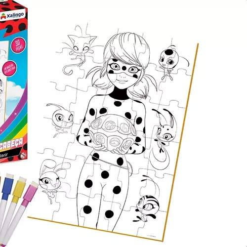 Quebra-Cabeça 30 Peças Para Colorir Miraculous - Xalingo - Loja ToyMania