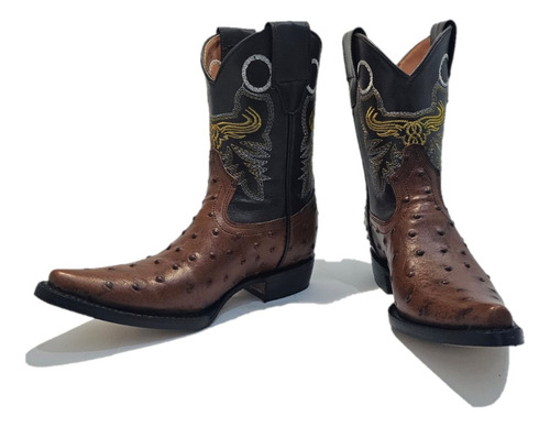 Bota Chihuahua Estilo Avestruz Color Nuéz