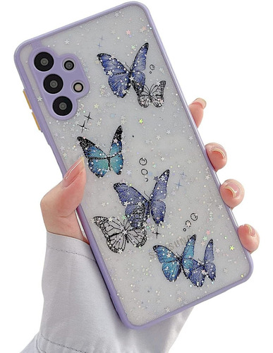 Funda Suyacs Samsung Galaxy A32 5g Purpurina Mariposa Morado