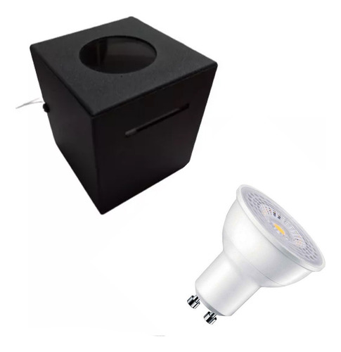 Aplique Unidireccional Difusor + 1 Dicroica Led 7w Cálida