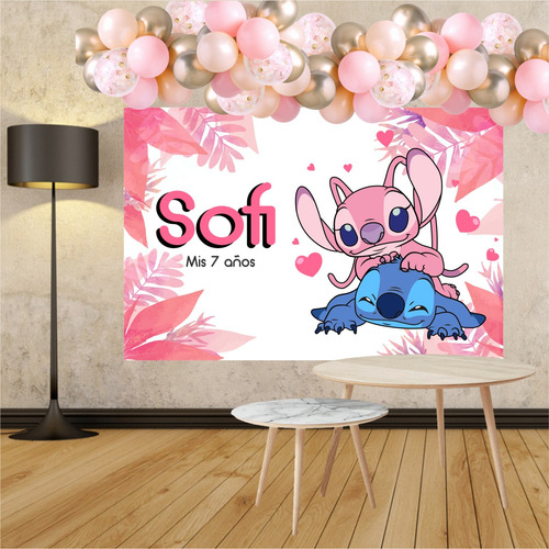 Banner Candy Fiesta Cumpleaños Deco Lilo Stitch 1.5x1 M