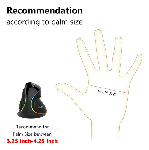 Mouse Vertical Delux Ergonomic Series M618plus Rgb Black